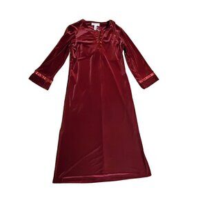 Oscar de La Renta Pink Label Velvet Caftan House Dress Robe Womens‎ XS Red
